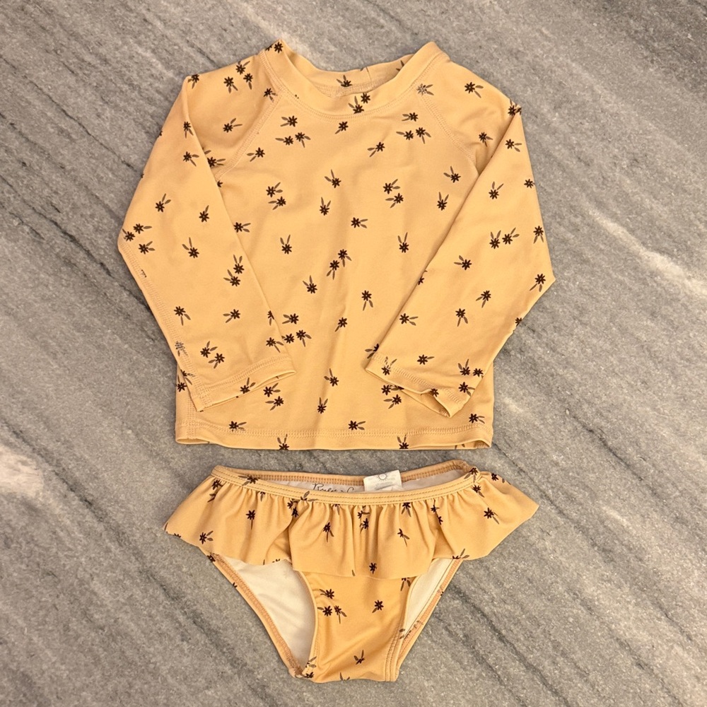 Rylee + Cru - Never Worn - 2-Piece Rash Guard with Bikini Bottoms (12-18 mons)